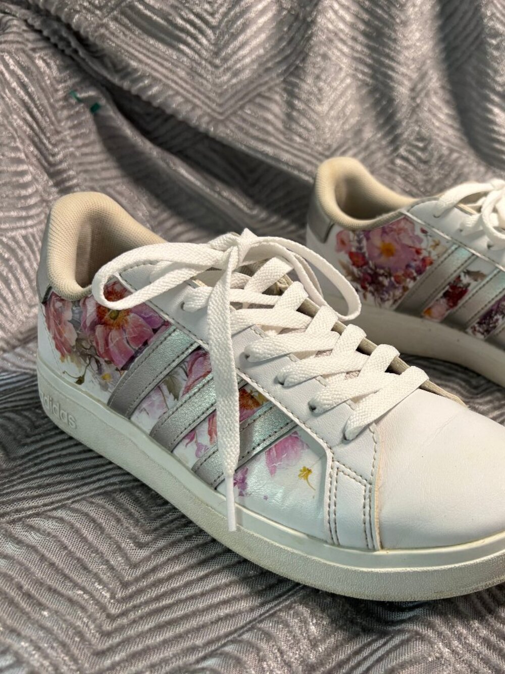 Upcycled Floral Sneakers | Hand-Embellished Adidas Shoes | Women’s Size 6.5
